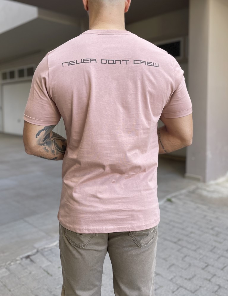 NDC ανδρική ροζ βαμβακερή κοντομάνικη μπλούζα με λογότυπο στο στήθος και επιγραφή στην πλάτη 222906R φωτογραφία